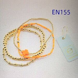 Gold and Orange Beaded Bracelet Set